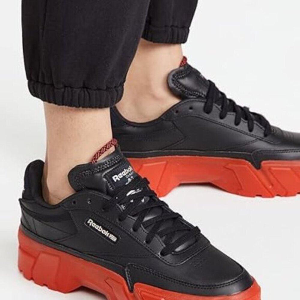 Reebok Club C Cardi Black Contrast Red Platform Leather Lace-Up, Size 6.5 - Picture 10 of 10
